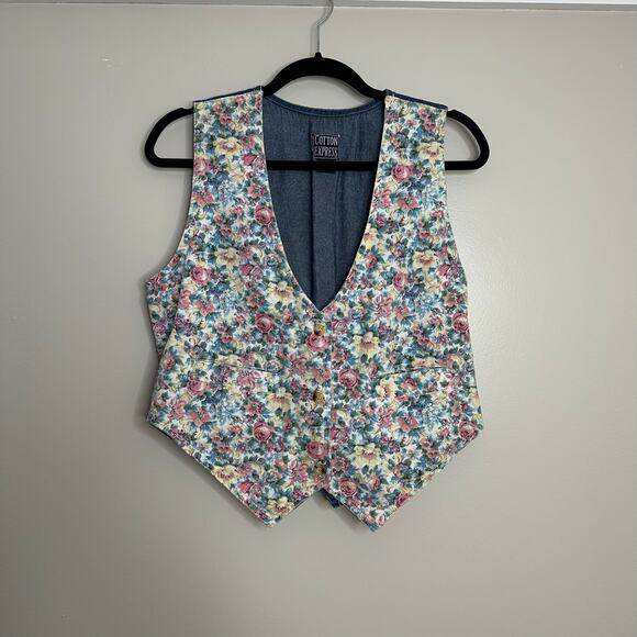 Cotton Express Jackets & Blazers - Cotton Express vintage floral print 3‎ button vest with tie back